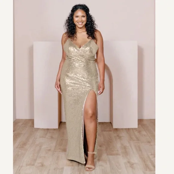 Revelry | Dresses | Champagne Gold Sequin Revelry Bridesmaids Dress Size 4  Never Worn | Poshmark